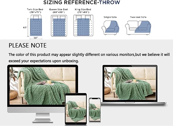 YUSOKI Sherpa Throw Blanket-3D Stylish Design Super Soft Fuzzy Cozy Warm Blanket Thick Plush Fluffy Furry Blankets for Teen Girls Women Couch Bed Sofa Chair Men Boys Gift(Sage Green,50"x65")