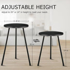 Black Tall Plant Stand Indoor Set of 2, Mid Century Wood Plant Table for Flower Pots, Metal Plant Holder, Modern Home Decor Small Round Side End Table (11.8"x20")