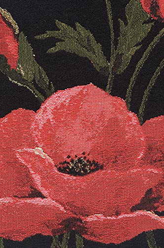 Charlotte Home Furnishings Inc Premium 18x18 Decorative Throw Pillow Cover, Poppies Large Floral Tapestry Cushion Cover, Cotton Jacquard Woven Pillow Cover for Couch, Sofa, Living Room Decor - color: Poppies Large