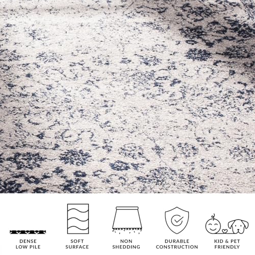 SAFAVIEH Adirondack Collection Accent Rug - 2'6" x 4', Grey & Navy, Distressed Vintage Floral Design, Non-Shedding & Easy to Clean, Ideal for Front Door, Kitchen, Entryway, Foyer (ADR109P) - color: Grey/Navy, size: 2'6" x 4' (Rectangular)