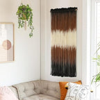 Macrame Wall Hanging Brown Boho Hand Woven Tassel Yarn Tapestry Wall Art for Living Room Bedroom Fiber Art 15''W*39''L