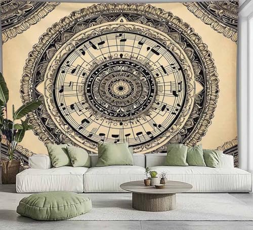 FENDROM Floral Bohemian Tapestry,Music Aesthetic Indian Wall Hanging Boho Wall Art Mandala Room Decor Tapestries for Bedroom Living Room Dorm - color: Y11, size: 90"L x 70"W