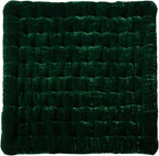 vctops Luxury Velvet Square Chair Pad Thin Soft and Comfy Chair Cushion Tufted Indoor Seat Cushion Pillow Tatami (Dark Green,17"x17")