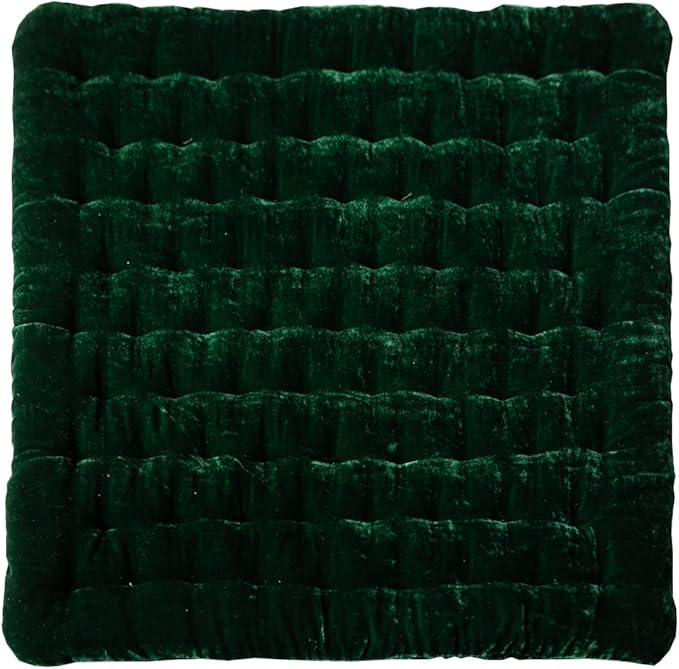 vctops Luxury Velvet Square Chair Pad Thin Soft and Comfy Chair Cushion Tufted Indoor Seat Cushion Pillow Tatami (Dark Green,17"x17")