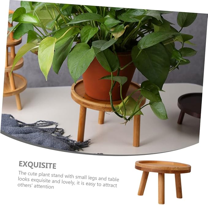 Happyyami Boho Room Decor Wooden Planter Stand for Home Flower Pot Holder Vase Display St