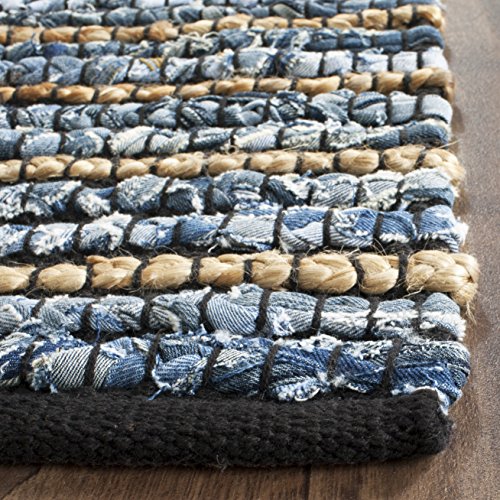 SAFAVIEH Cape Cod Collection Area Rug - 10' x 14', Blue & Natural, Handmade Flat Weave Braided Jute & Cotton, Ideal for High Traffic Areas in Living Room, Bedroom (CAP363A) - size: 10' x 14' (Rectangular)