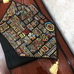 DaDa Bedding Bohemian Tapestry Table Runner - Greek Ethnic Ornaments Geometric Calligraphy Dark Black Textile - Multi-Colorful Cotton Linen Woven Kitchen Dining Mats - 13" x 54" - size: 13" x 54"
