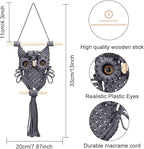 ORIGACH DIY Macrame Owl Wall Hanging Tapestry Kit Grey Cotton Handmade Macrame Owl Kit with Video Tutorials Boho Macrame Wall Hanging Decor Woven Ornament Gift for Bedroom Living Room