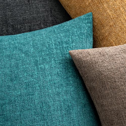 MIULEE Decorative Throw Pillow Covers 18x18 Pack of 2 Teal Blue Spring Couch Pillow Covers Soft Cozy Textured Chenille Pillowcases for Home Decor Sofa Living Room Cushion Bedroom - color: Teal Blue, size: 18" x 18" (Pack of 2)