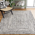 SAFAVIEH Braided Collection Accent Rug - 3' x 5', Black & Navy, Handmade Farmhouse Cotton, Ideal for High Traffic Areas in Entryway, Living Room, Bedroom (BRD260N) - color: Black/Navy, size: 3' x 5' (Rectangular)