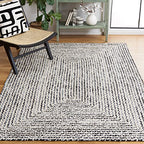 SAFAVIEH Braided Collection Area Rug - 5' x 8', Black & Navy, Handmade Farmhouse Cotton, Ideal for High Traffic Areas in Living Room, Bedroom (BRD260N) - color: Black/Navy, size: 5' x 8' (Rectangular)