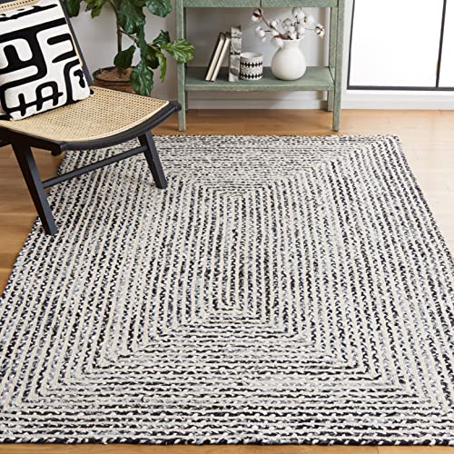 SAFAVIEH Area Rug 8x10 - Braided Collection - Large - Black & Navy, Handmade Cotton, Ideal for Living Room, Bedroom, Office, Dining Space (BRD260N) - color: Black/Navy, size: 8' x 10' (Rectangular)