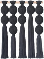 Jakalin Macrame Wall Hanging Black Boho Wall Art Tassel Wall Decor Modern Fiber Wall Art for Living Room Bedroom Office