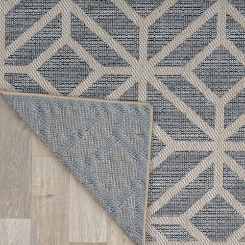Rugshop Blue Contemporary Geometric Indoor/Outdoor Area Rug — Hose Washable for Living Room, Dining Room and Office, 10' x 14' - size: 10' x 14' (Rectangular)