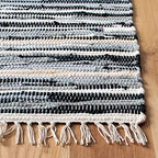 SAFAVIEH Rag Rug Collection Area Rug - 5' x 8', Black & Multi, Handmade Boho Stripe Cotton, Ideal for High Traffic Areas in Living Room, Bedroom (RAR129Q) - color: Black/Multi, size: 5' x 8' (Rectangular)