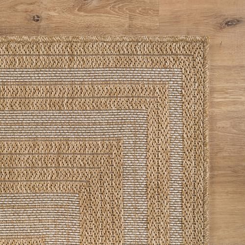 Beverly Rug Easy Jute Framed Border Entry Rug 2x3 Washable Durable Indoor Outdoor Area Rugs for Living Room Patio Office Stain Resistant Non Shedding Casual Indoor Outside Carpet 2 x 3 Natural - color: Framed/Natural, size: 2' x 3' (Rectangular)