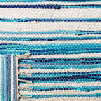 SAFAVIEH Rag Rug Collection Accent Rug - 2' x 3', Ivory & Blue, Handmade Boho Stripe Cotton, Ideal for High Traffic Areas in Entryway, Living Room, Bedroom (RAR126B)