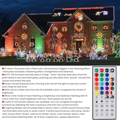 LJLNION 98.5ft Christmas Lights Color Changing with Remote, 300 LED RGB Fairy String Lights Halloween Decorative Lights, 8 Lighting Modes & Timer, Plug in Indoor Outdoor Xmas Wedding Party Decor - color: RGB (Red, Green, Blue)