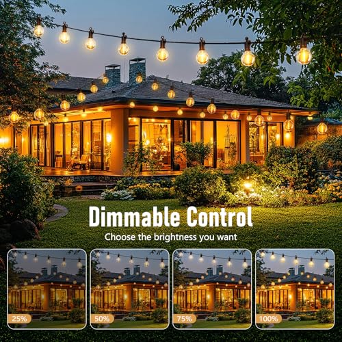 Brightown Outdoor String Lights - Waterproof Globe Patio Lights 35 Ft with 30 G40 Shatterproof LED Bulbs, Connectable Commercial Hanging Light for Backyard, Bistro, Porch, Cafe, Deck, Garden - color: Black, size: 30FT