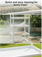 5-Tier Seed Starter Trays, Plant Stand with LED Grow Light (Auto-Timer), Bottom Watering Designed for Indoor Greenhouse Plants, Fits Small Pots & Seedling Cell Trays - White