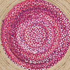 SAFAVIEH Cape Cod Collection 4' Round Pink / Natural CAP701U Handmade Boho Fringe Jute & Cotton Area Rug - color: Pink/Natural, size: 4' (Round)