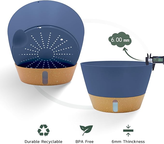ZMTECH 12 Inch Hanging Planters for Indoor Plants, Large Blue Self Watering Hanging Planter with Visible Water Level & Heavy Duty Chain, Modern Flower Pots for Outdoor Patio Decor