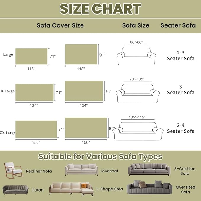 ROOMLIFE Green Sofa Cover, Vintage Boho Couch Cover for 3 Cushion Sofa, Soft Breathable Sofa Cover for Dog, Washable Furniture Sofa Protector Cover Blanket with Tassel for Living Room, 71 '' X 118''