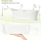Dahey 3 Pcs Metal Iron Hanging Flower Pots for Railing Fence 15.7 Inch Hanging Bucket Pots Countryside Style Window Flower Plant Holder with Detachable Hooks for Garden Yard Home Decor, White