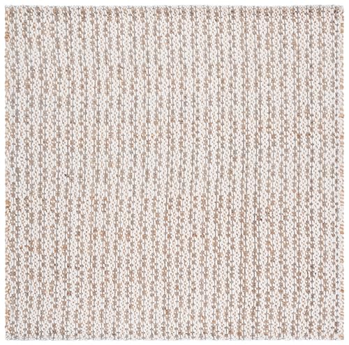 SAFAVIEH Natural Fiber Collection Area Rug - 6' Square, Natural & Grey, Handmade Jute & Wool, Ideal for Living Room, Bedroom, Dining Space (NFB225F) - color: Natural/Grey, size: 6' x 6' (Square)