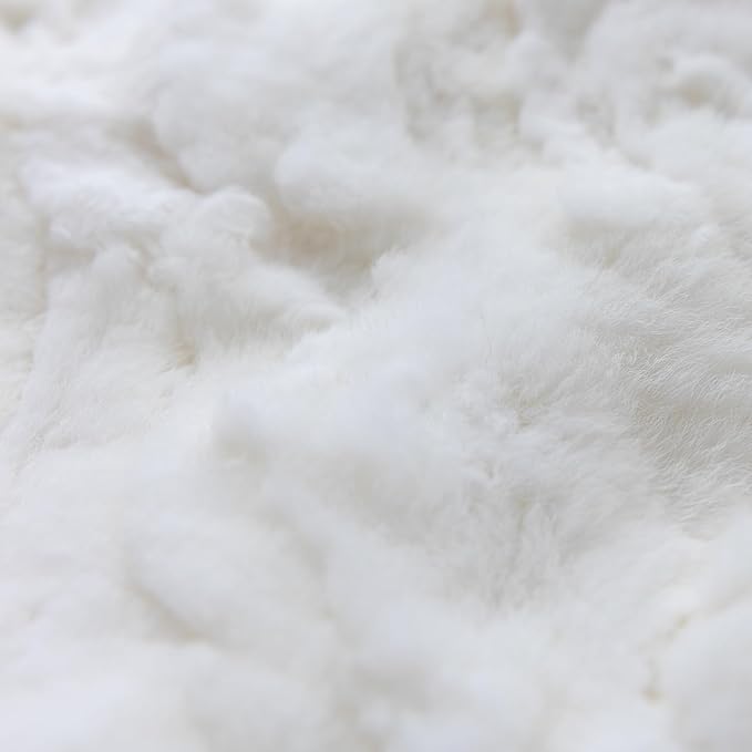MOOX Rabbit Fur Throw Pillow Covers Decorative Fluffy Soft Fuzzy Plush Luxury Genuine Animal Skin Lumbar Pillow 12"x20" Cushion Cover, Sofa, White