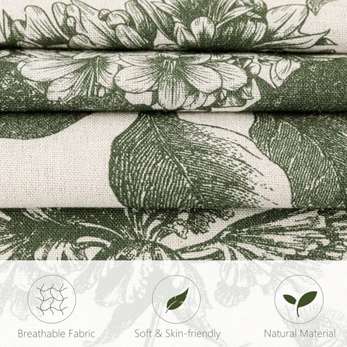 Foindtower Set of 2 Linen Floral Throw Pillow Covers Neutral Vintage Print Decorative Cozy Cushion Covers Farmhouse Boho Home Decor for Sofa Chair Couch Bedroom Living Room,18×18 Inch,Dark Green - color: Dark Green, size: 18" x 18" (Pack of 2)