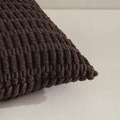 Fancy Homi Decorative Throw Pillow Covers for Bed Couch Bedroom Bench, Soft Corduroy Solid Pillow Case, Rustic Farmhouse Boho Room Decor,20" x 12" (Pack of 1),Dark Brown - color: Dark Brown, size: 20" x 12" (Pack of 1)