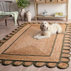 SAFAVIEH Area Rug 5x8 - Natural Fiber Collection - Natural & Olive, Handmade Jute, Ideal for Living Room, Bedroom, Dining Space (NFB125X) - color: Natural/Olive, size: 5' x 8' (Rectangular)