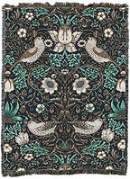 Pure Country Weavers William Morris Strawberry Thief Slate Blanket - Arts & Crafts - Gift Tapestry Throw Woven from Cotton - Made in the USA (72x54) - color: Slate, size: Large