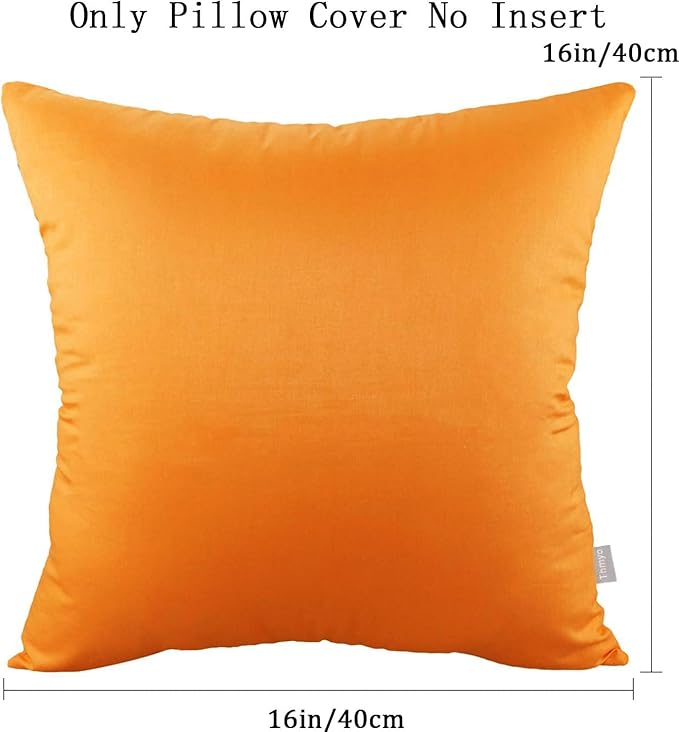 Thmyo 4-Pack 100% Cotton Comfortable Solid Decorative Throw Pillow Case Square Cushion Cover Pillowcase Sublimation Blank Halloween DIY Throw Pillow Covers for Sofa Bed(16x16 inch/40x40cm,Fall Orange)