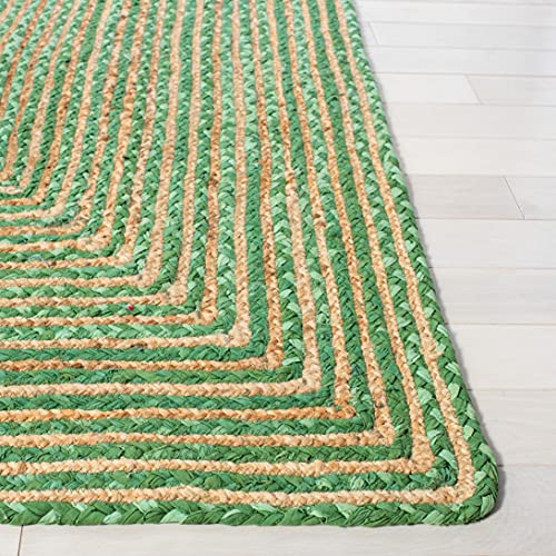 SAFAVIEH Area Rug 2x3 - Cape Cod Collection - Green & Natural Brown, Handmade Jute & Cotton, Woven Braided Design (CAP202Y) - color: Green/Natural, size: 2' x 3' (Rectangular)