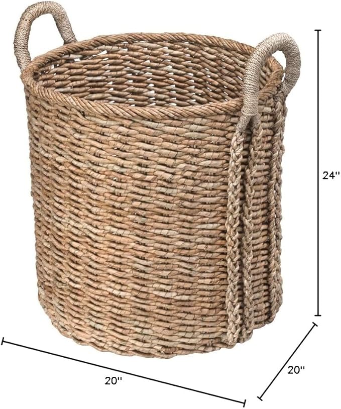 KOUBOO Seagrass Storage Basket, Blanket, Basket for Pillows Storage, Decorative Basket, Wicker Toy Organizer, Bedroom & Living Room Storage, Home Decor Essentials, Brown