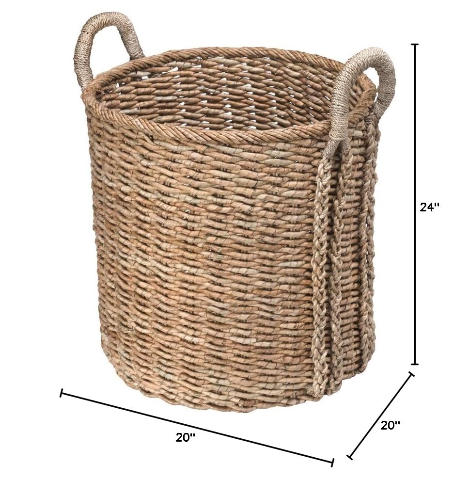 KOUBOO Seagrass Storage Basket, Blanket, Basket for Pillows Storage, Decorative Basket, Wicker Toy Organizer, Bedroom & Living Room Storage, Home Decor Essentials, Brown