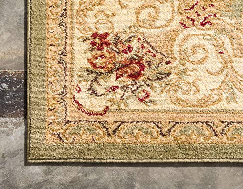 Unique Loom Versailles Collection Area Rug - Henry (2' 7" x 10' Runner Green/Cream) - color: Green/Cream, size: 2'7" x 10' (Runner)