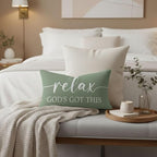 Decorative Throw Pillow Covers 12x20 Inch Set of 2 – Deep Sage Christian Lumbar Pillowcase – Give It to God and Go to Sleep/Relax God’s Got This – Spring Summer Faith Bedroom Bed Decor
