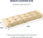 Outdoor Bench Cushion, 59x18x5 Inch, Waterproof Bench Cushion for Outdoor/Indoor Furniture, Tufted Patio Bench Seat Cushion, Fade Resistant Outdoor Cushions for Porch Swing Couch, Beige