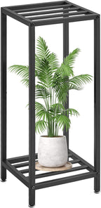 IBUYKE 30 Inch Tall Plant Stand Indoor, 2 Tier Metal Corner Plant Stand, Modern Square Plant Shelf Flower Stand for Living Room Patio Balcony Garden, Black TMJ070B