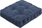 ChezMax Floor Pillow & Cushion, Large Meditation Chair Cushions, Thick Square Seat Pad, Soft Velvet Tufted Seating Pouf for Indoor/Outdoor Yoga Bench Rocking Chair Room Tatami Sofa, Dark Blue 20"x20"