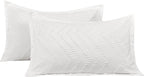 Nanko 2 Pack Standard Size Pillow Shams Set, White Boho Tufted Soft Microfiber Pillowcases，Modern Farmhouse Pillowshams for Men and Woman 20 x 26 Inch