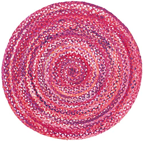 SAFAVIEH Braided Collection Area Rug - 3' x 5' Oval, Pink & Fuchsia, Handmade Country Farmhouse Reversible Cotton, Ideal for High Traffic Areas in Living Room, Bedroom (BRD452U) - color: Pink/Fuchsia, size: 3' x 5' (Oval)