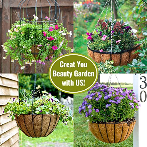 Legigo 6 Pack 14 Inch Hanging Basket Coco Liners Replacement, 100% Natural Round Coconut Coco Fiber Planter Basket Liners for Hanging Basket Flowers/Vegetables - color: 6pcs, size: 14 Inch