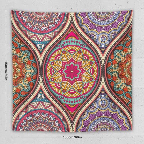 HZOHNAGO Mandala Tapestry Boho Retro Geometry Ethnic Tribes Pattern Printed Wall Tapestry Colorful Wall Hanging for Bedroom Living Room Dorm 60" W x 60" H - color: Style-10, size: 60"L x 60"W