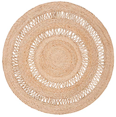 SAFAVIEH Natural Fiber Round Collection 4' Round Natural NFB254A Handmade Boho Country Charm Jute Area Rug - size: 4' (Round)