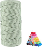 flipped 100% Natural Macrame Cotton Cord,3mm x109 Yard Twine String Cord Colored Cotton Rope Craft Cord for DIY Crafts Knitting Plant Hangers Christmas Wedding Décor (Light Green&Sage, 3mm*109yards)