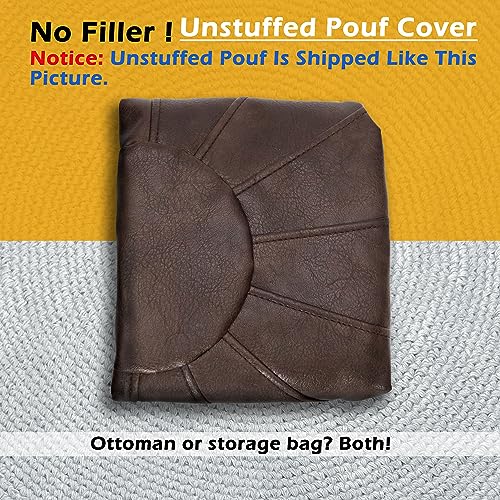 Thgonwid Unstuffed Moroccan Ottoman Pouf Cover, Ottoman Footstool Storage Solution, Bean Bag Chair, Foot Rest, Deep Coffee - color: Deep Coffee